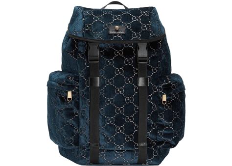 gucci backpack gg velvet medium blue|Gucci bucket bag velvet.